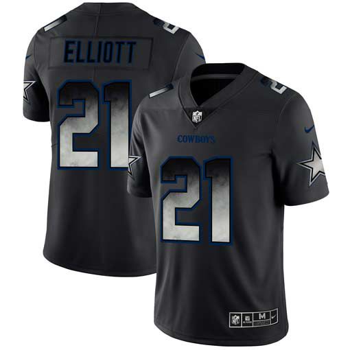 Men Dallas cowboys #21 Elliott Nike Teams Black Smoke Fashion Limited NFL Jerseys